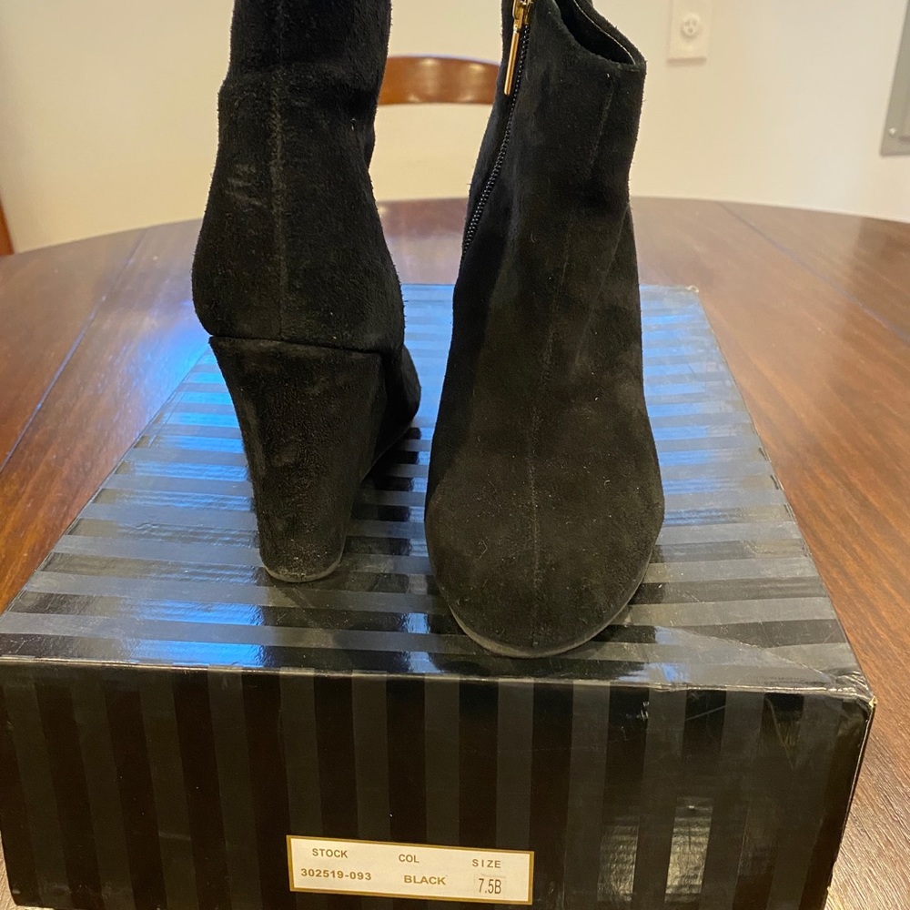 Colin Stuart black suede wedge bootie